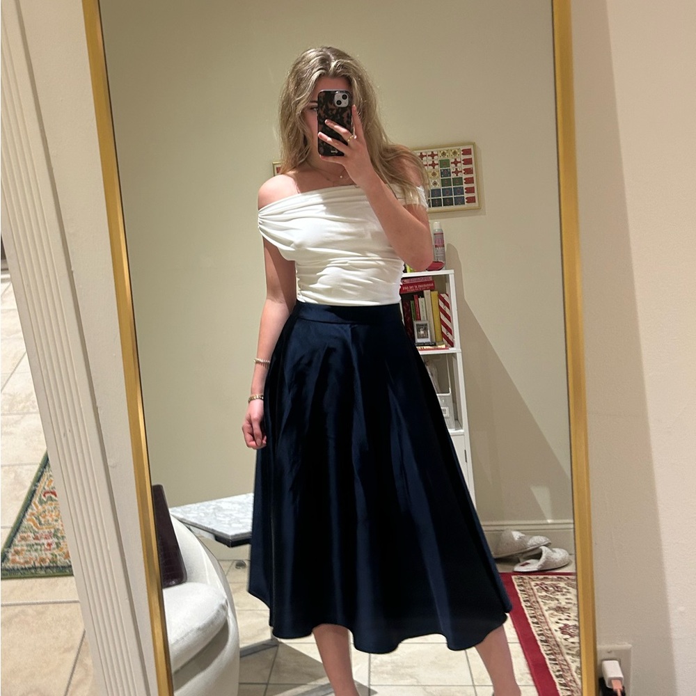 Aritzia Navy Blue Midi Skirt